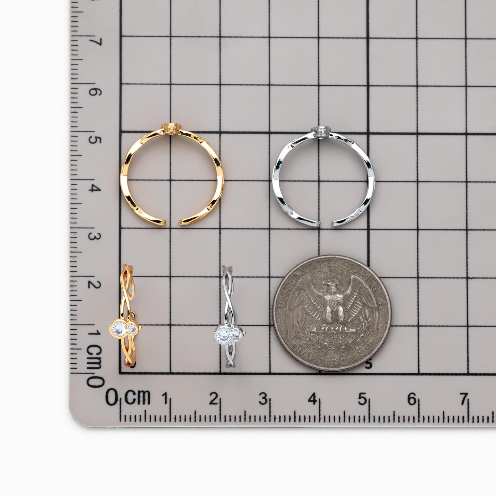 4pcs CZ Pave Gold/ Silver Gourd Ring, Modern Style Ring, Fashion Rings, Dainty Rings, Adjustable Ring (#JZ-008)