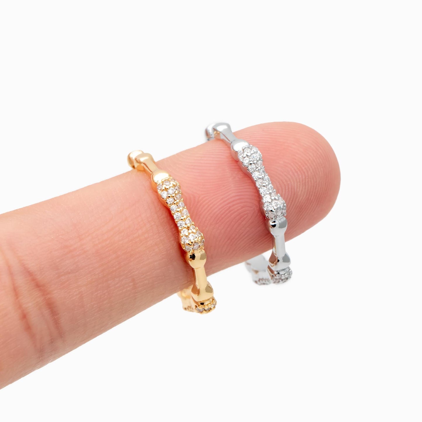4pcs CZ Pave Gold Finger Ring, Bone Ring, Everyday Ring, Modern Style Ring, Fashion Rings, Dainty Rings (#JZ-009)