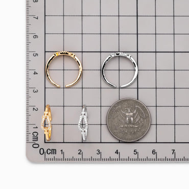 4pcs CZ Pave Finger Ring, Gold/ Rhodium plated Brass, Gift for Her, Dainty Ring, Minimalist Ring (#JZ-011)