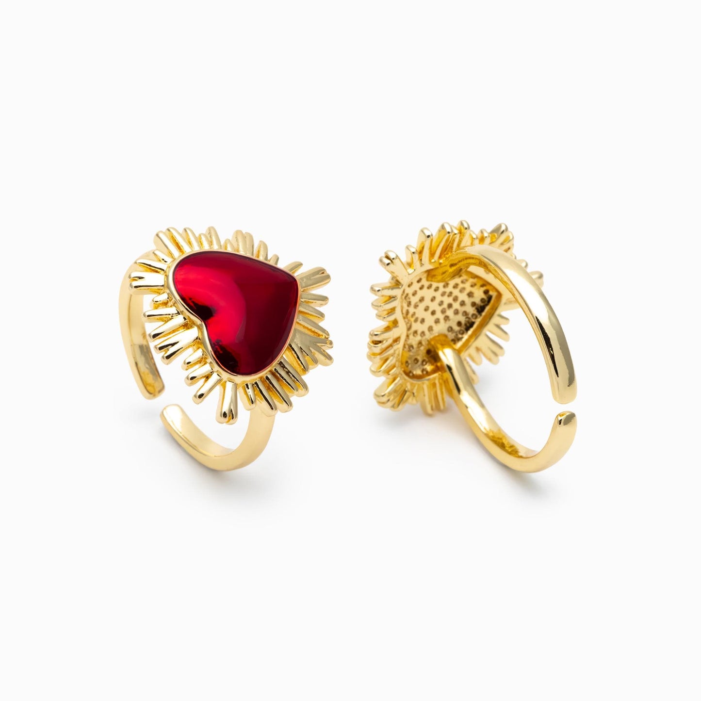 4pcs Gold/ Silver Red Heart Ring, Everyday Ring, Dainty Rings, Adjustable Ring (#JZ-013)