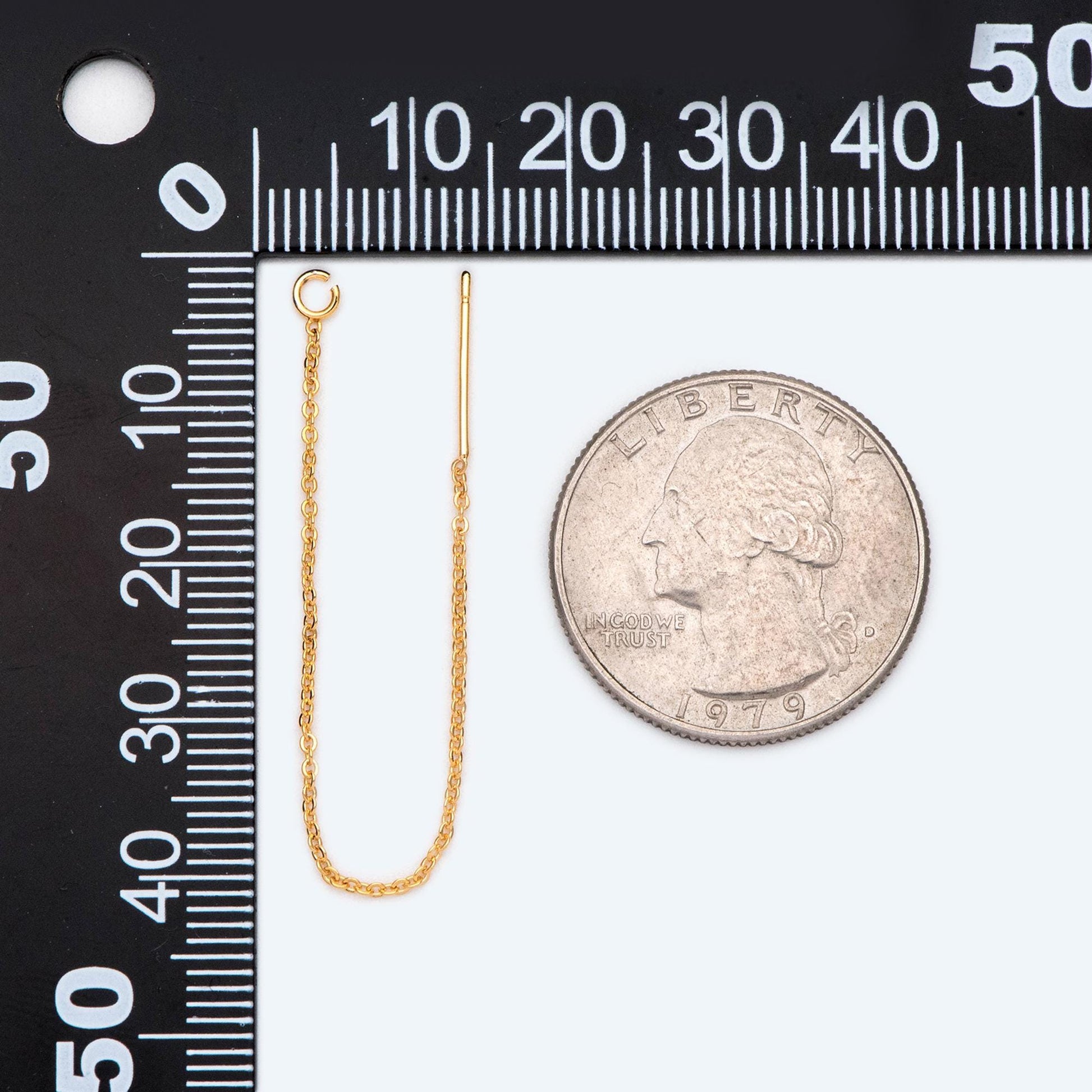 10pcs Gold Threader Earrings, 1.1mm Cable Chain Earwire Thread, Earring Supply Findings Wholesale, Totally 85mm Long (GB-2020)