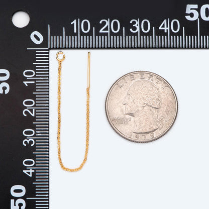 10pcs Gold Threader Earrings, 1.1mm Cable Chain Earwire Thread, Earring Supply Findings Wholesale, Totally 85mm Long (GB-2020)