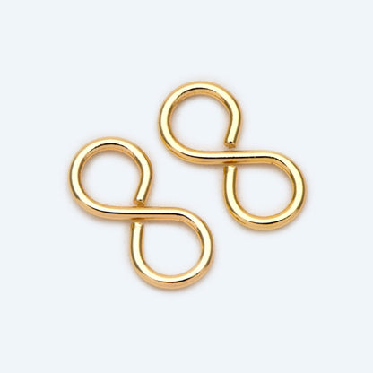 10pcs Gold Figure 8 Connectors 13x6mm, 18K Gold plated Brass, Infinity Connector (GB-1754)