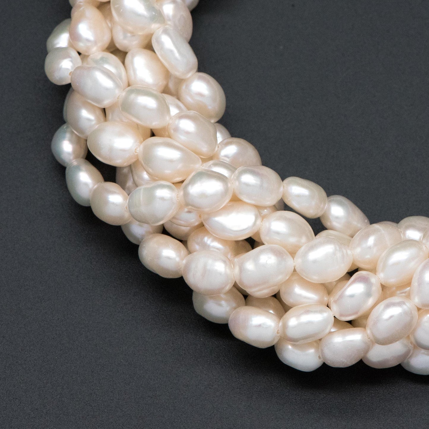 Freshwater Baroque Pearls 7mm Thick, Natural Oval Nugget Pearls, Full Strand Wholesale (PL42-8)