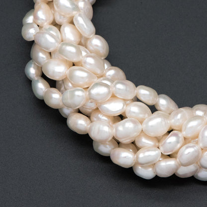 Freshwater Baroque Pearls 7mm Thick, Natural Oval Nugget Pearls, Full Strand Wholesale (PL42-8)