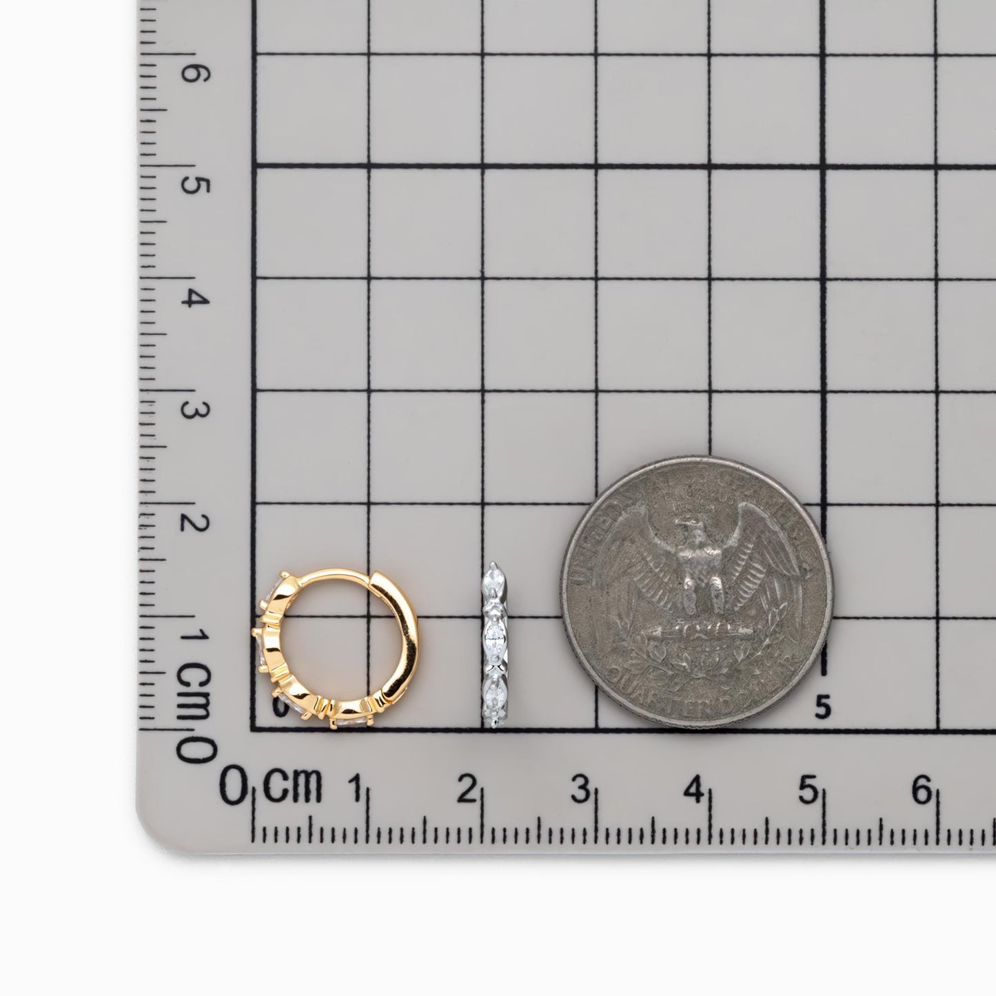 4pcs CZ Pave Gold/ Silver Hoop Earrings, 15mm, 18K Real Gold/ Rhodium plated Brass, Dainty Huggie Earrings, Minimalist Earrings (GB-4733)