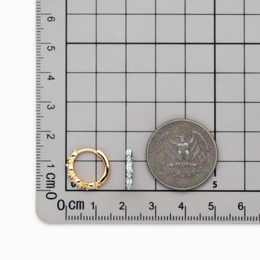 4pcs CZ Pave Gold/ Silver Hoop Earrings, 15mm, 18K Real Gold/ Rhodium plated Brass, Dainty Huggie Earrings, Minimalist Earrings (GB-4733)