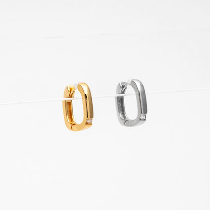 4pcs CZ Pave Gold/ Silver Square Huggie Earrings 11mm, 18K gold/ rhodium plated Brass, Minimalist Hoop Earrings (GB-4734)
