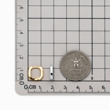 4pcs CZ Pave Gold/ Silver Square Huggie Earrings 11mm, 18K gold/ rhodium plated Brass, Minimalist Hoop Earrings (GB-4734)