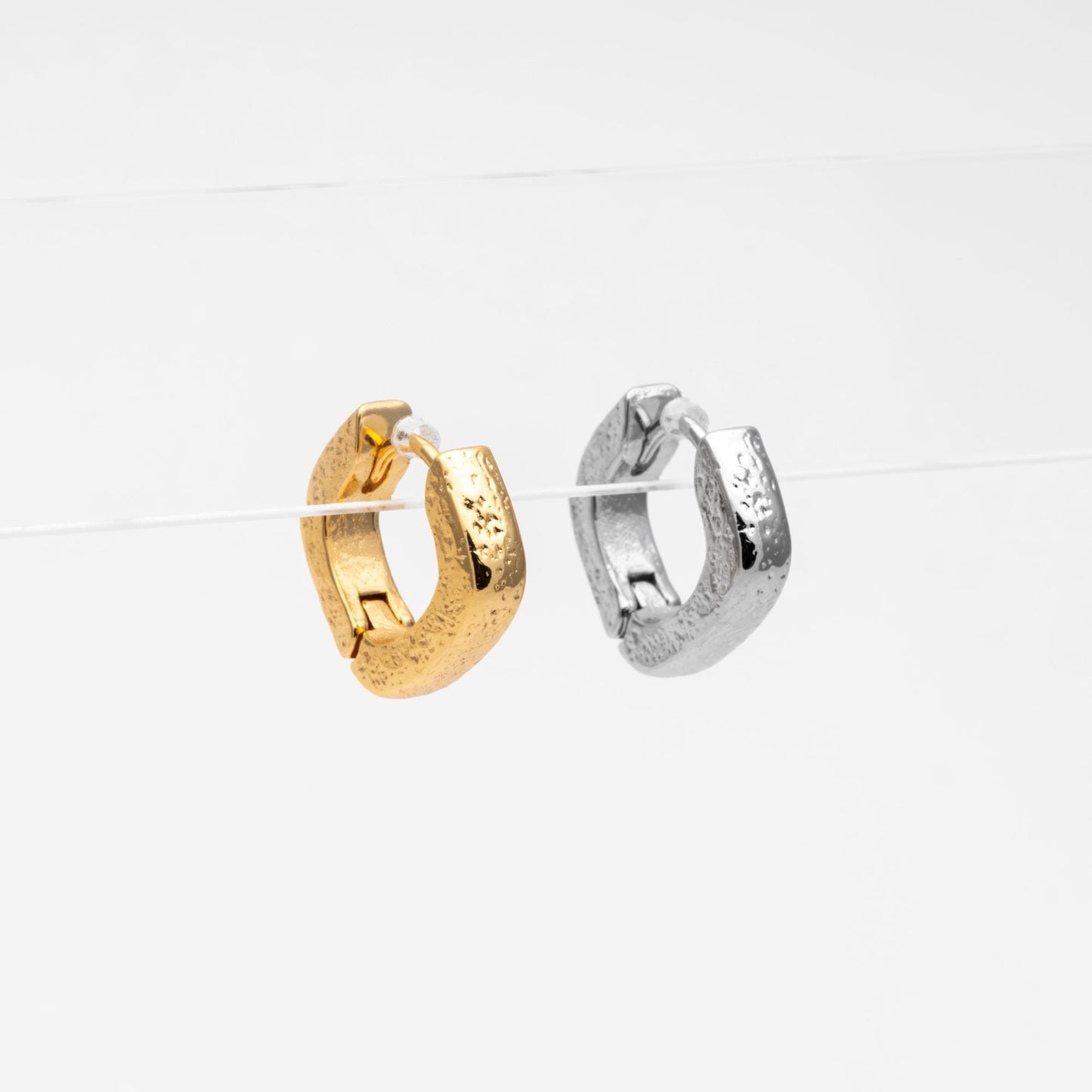 4pcs Gold/ Silver Tone Rhombus Earrings, 18K Gold/ Rhodium plated Brass, Huggie Earrings, Minimalist Earrings (GB-4735)