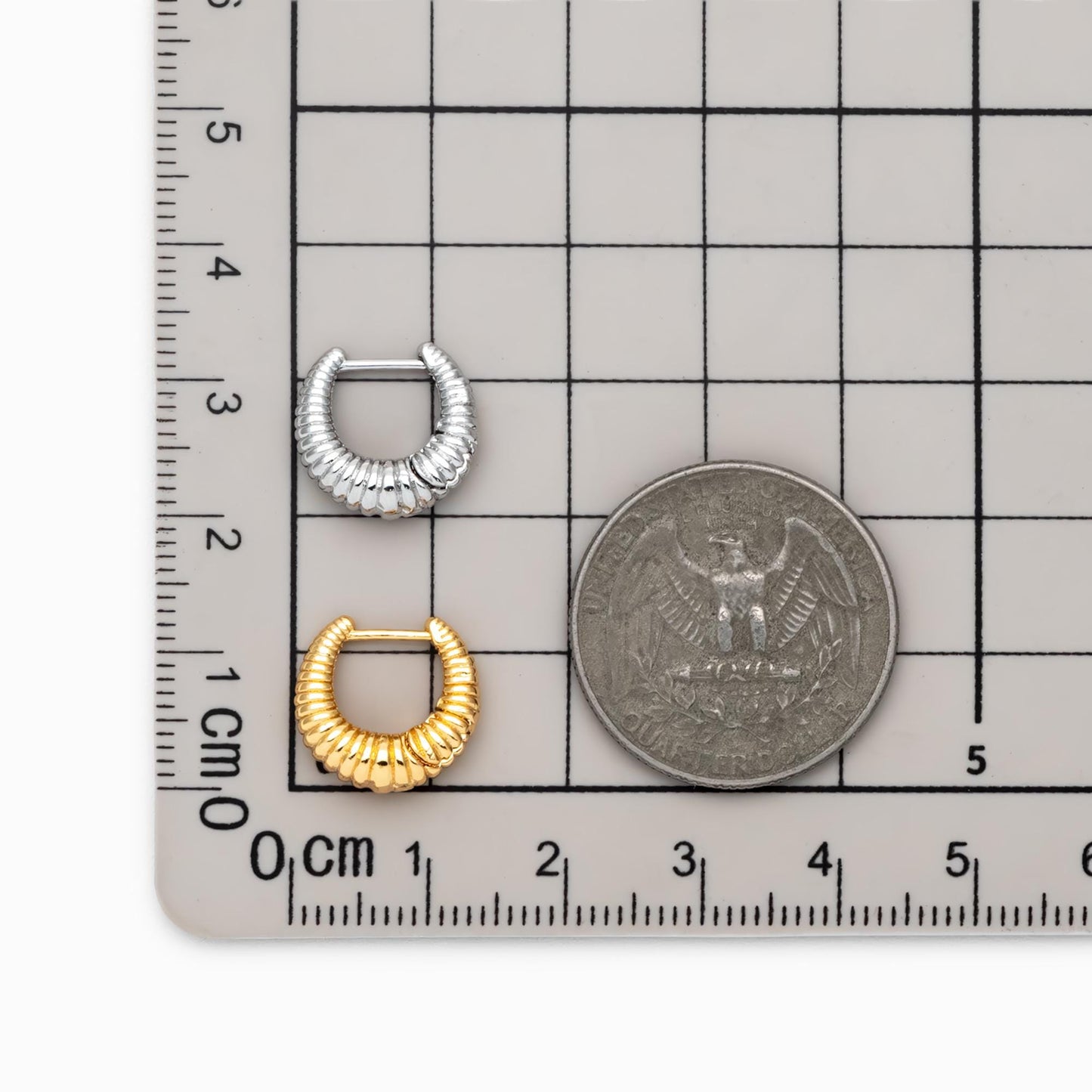 4pcs Gold/ Silver Tone U-Shaped Earrings, Real Gold/ Rhodium plated Brass, Minimalist Hoop Earrings (GB-4736)