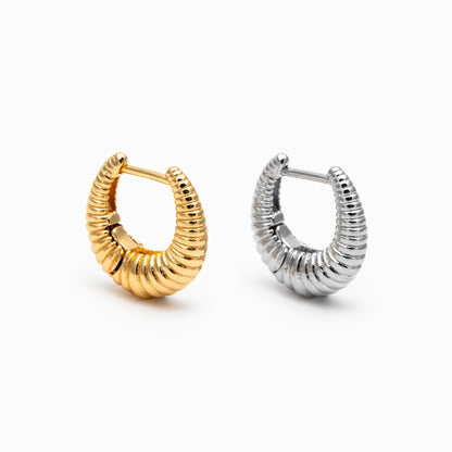 4pcs Gold/ Silver Tone U-Shaped Earrings, Real Gold/ Rhodium plated Brass, Minimalist Hoop Earrings (GB-4736)