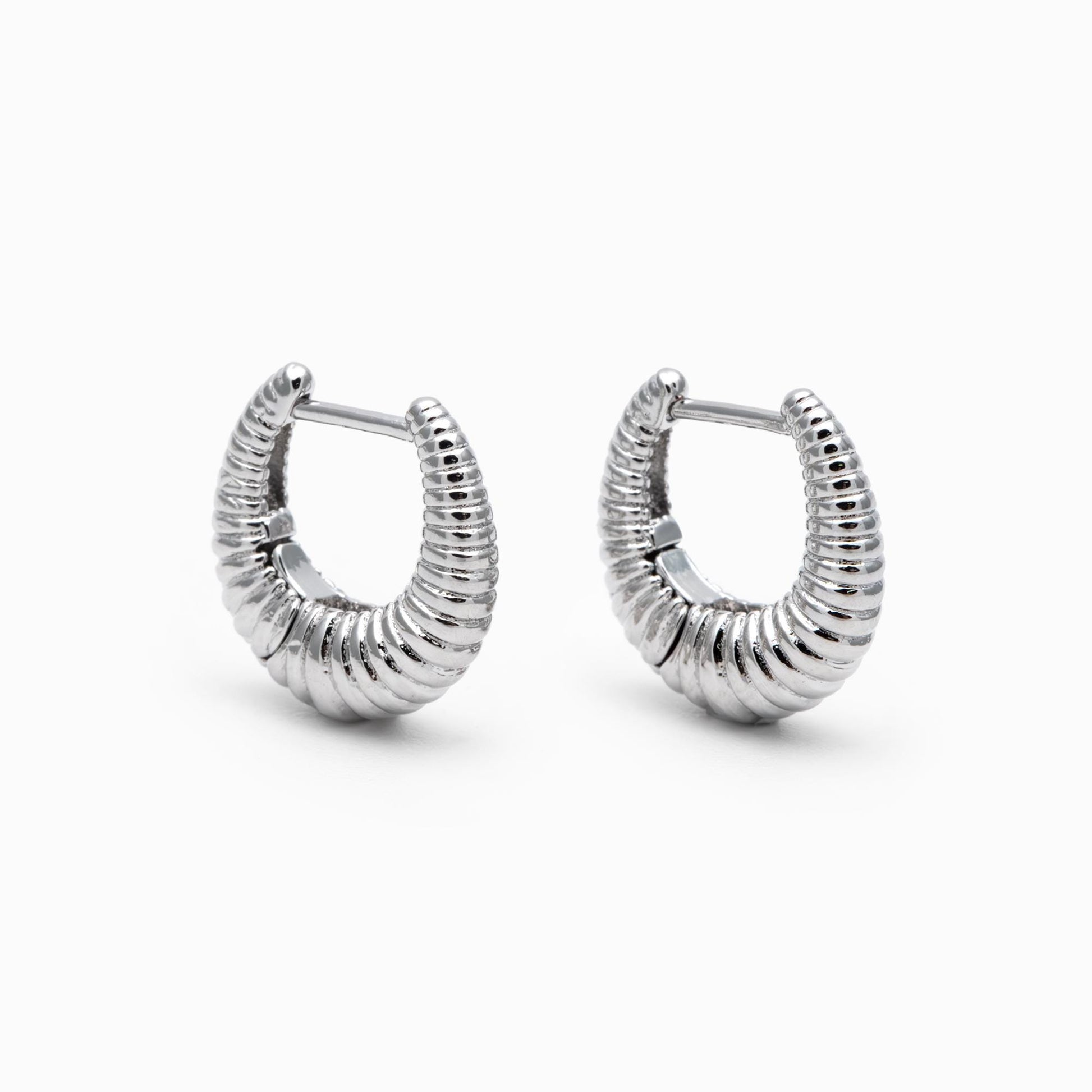 4pcs Gold/ Silver Tone U-Shaped Earrings, Real Gold/ Rhodium plated Brass, Minimalist Hoop Earrings (GB-4736)