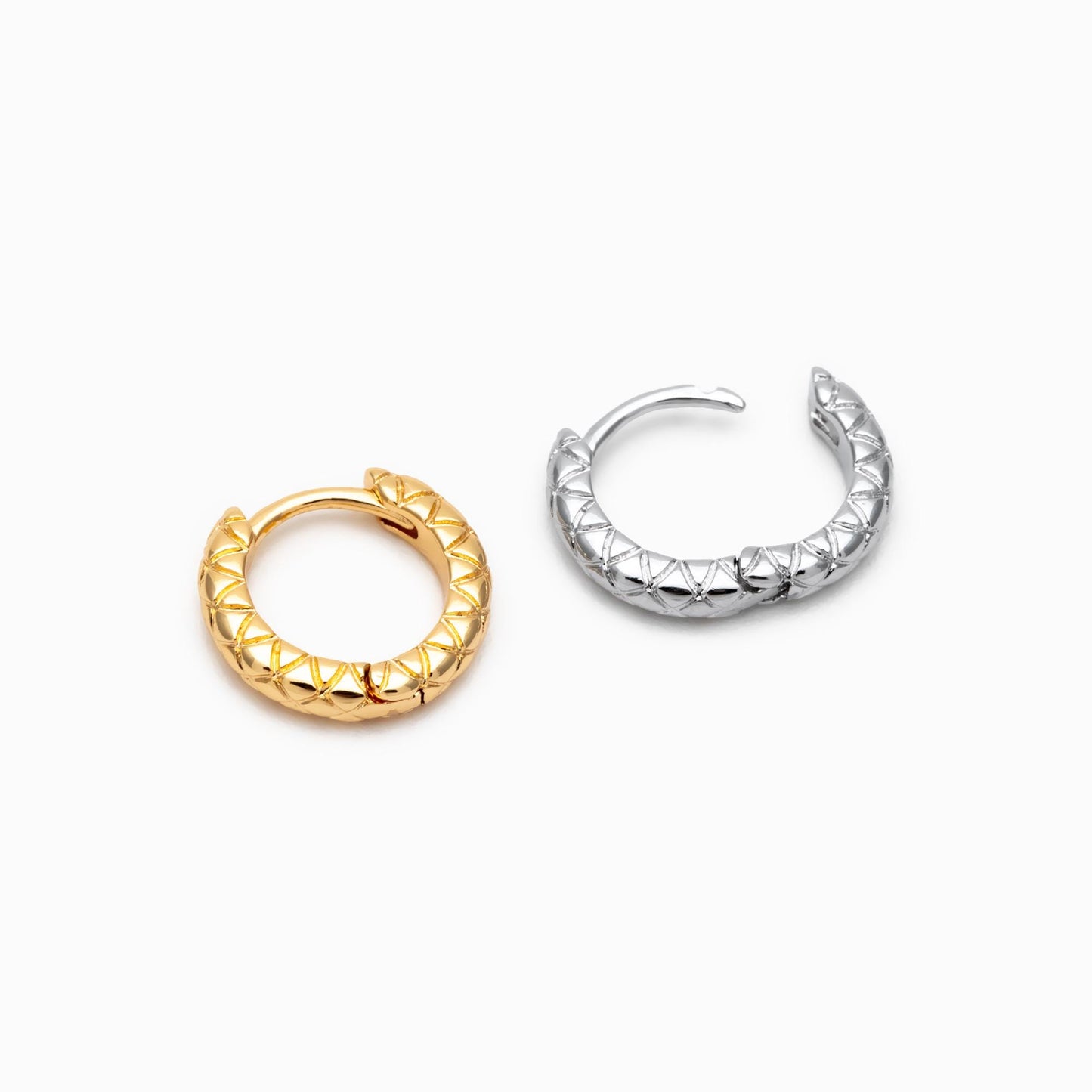 10pcs Gold/ Silver Textured Hoop Earrings, Huggie Earrings, Minimalist Earring, Small Gold Hoops Earring (GB-4741)