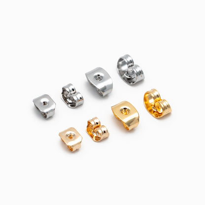20pcs Gold plated Brass Ear Nuts, Earring Back Stoppers 5mm/ 7mm, Jewelry Findings Wholesale (#GB-142)