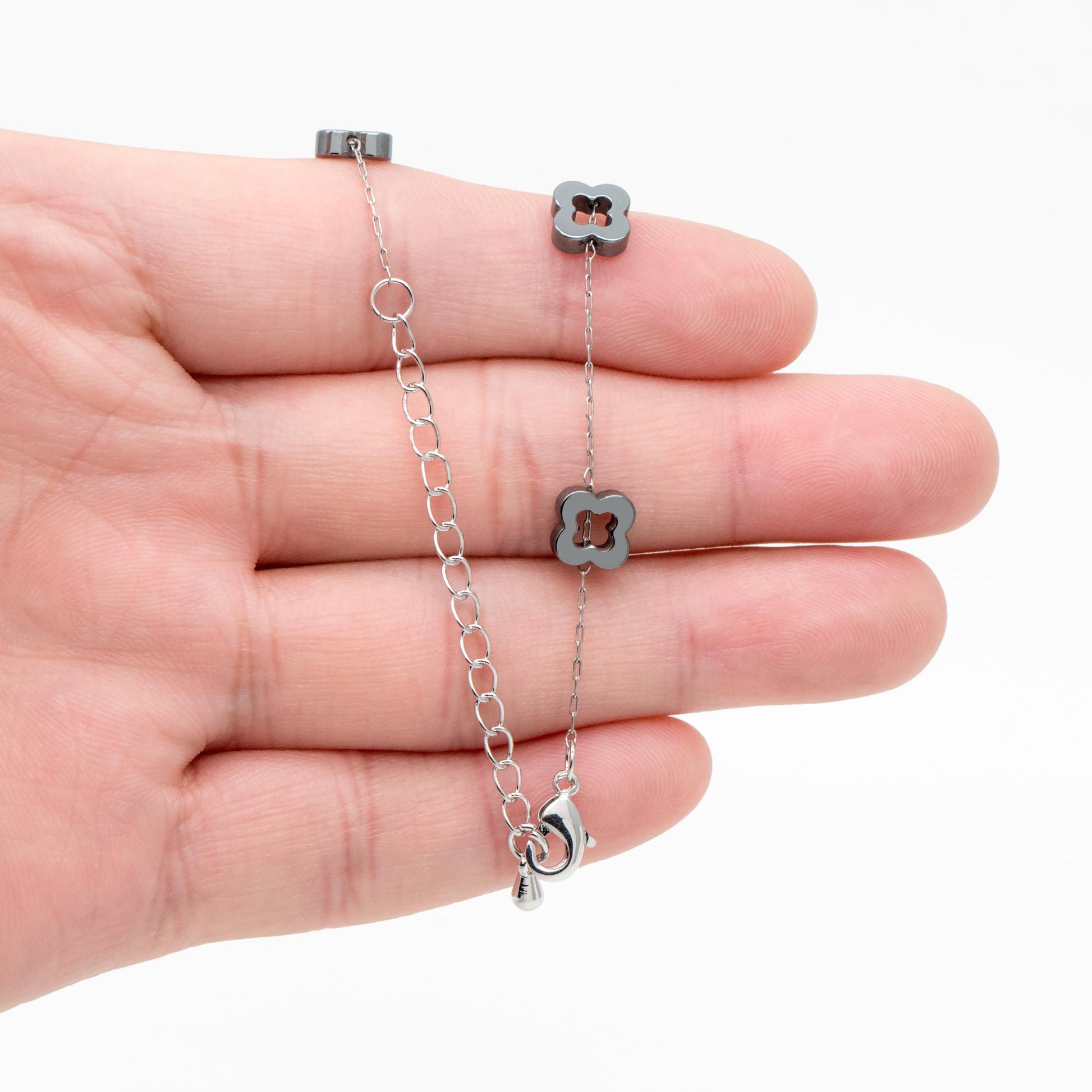 Stainless Steel Clover Beaded Chain 6mm, Adjustable Bracelet/ Anklet/ Necklace, Ready to Wear (#LK-380-6)