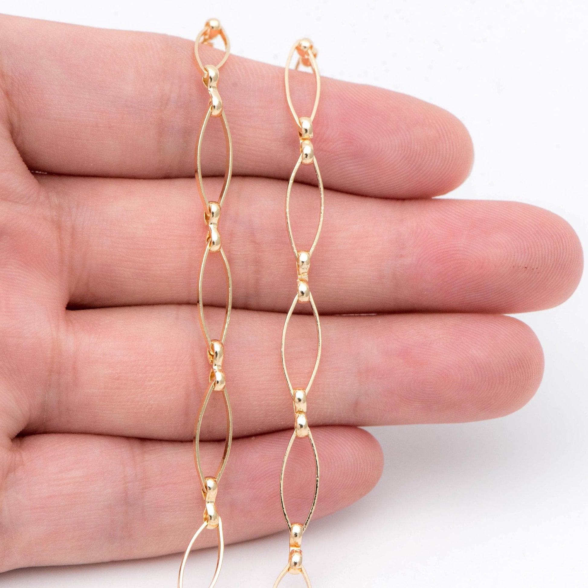 18K Gold plated Brass Oval Chains, Link Size 5x15mm (#LK-441)/ 1 Meter=3.3 ft