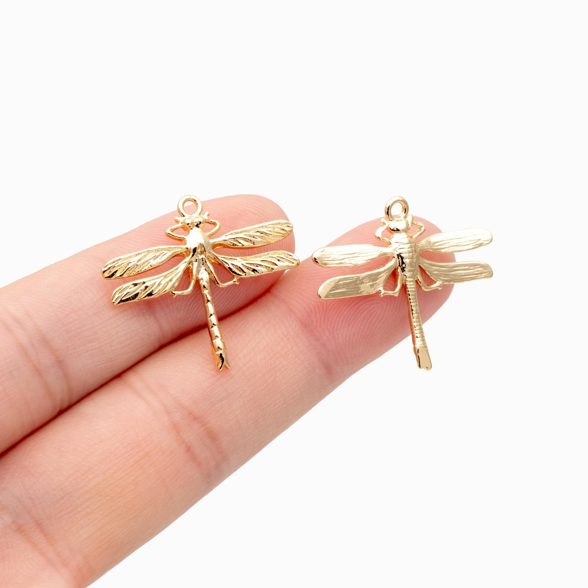 4pcs Gold/ Rhodium plated Brass Dragonfly Charm Pendants 22x25mm (GB-3196-C)