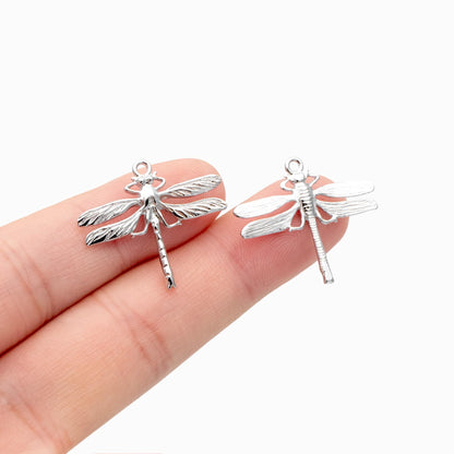 4pcs Gold/ Rhodium plated Brass Dragonfly Charm Pendants 22x25mm (GB-3196-C)