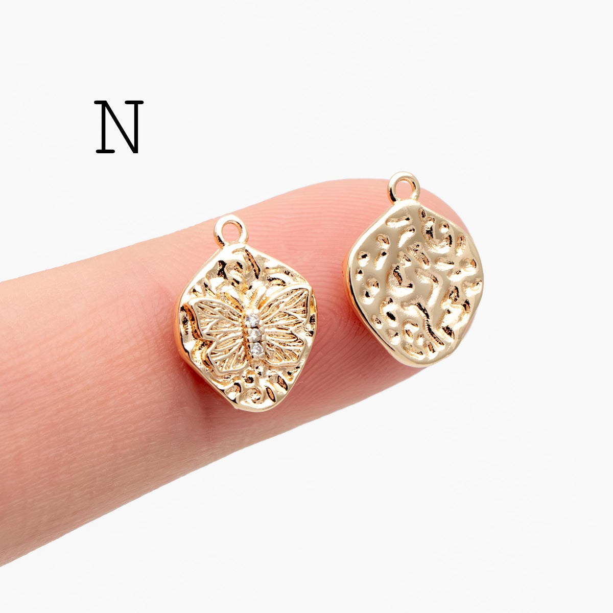 4pcs Delicate Butterfly Charms for Jewelry Making, Gold plated Butterfly Pendants (GB-3561)