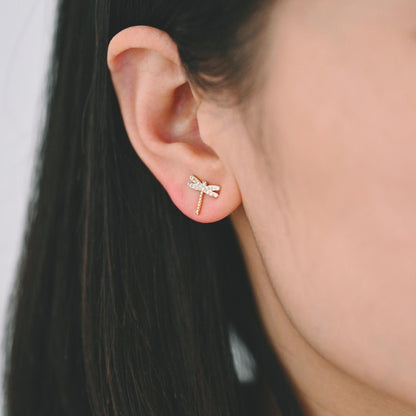 4pcs Gold/ Silver Dragonfly Earrings, Dianty Dragonfly Ear Studs, Jewelry Supplies (GB-3892)