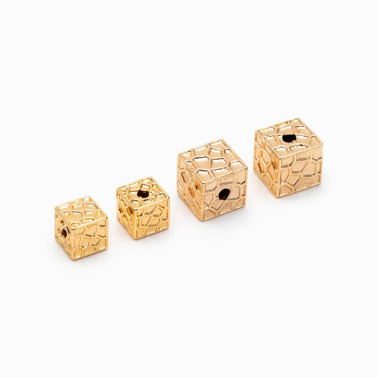 10pcs Gold Cube Spacers, 18K Gold plated Brass Square Beads, Jewelry Making, Diy Material, Jewelry Supplies (GB-2825)