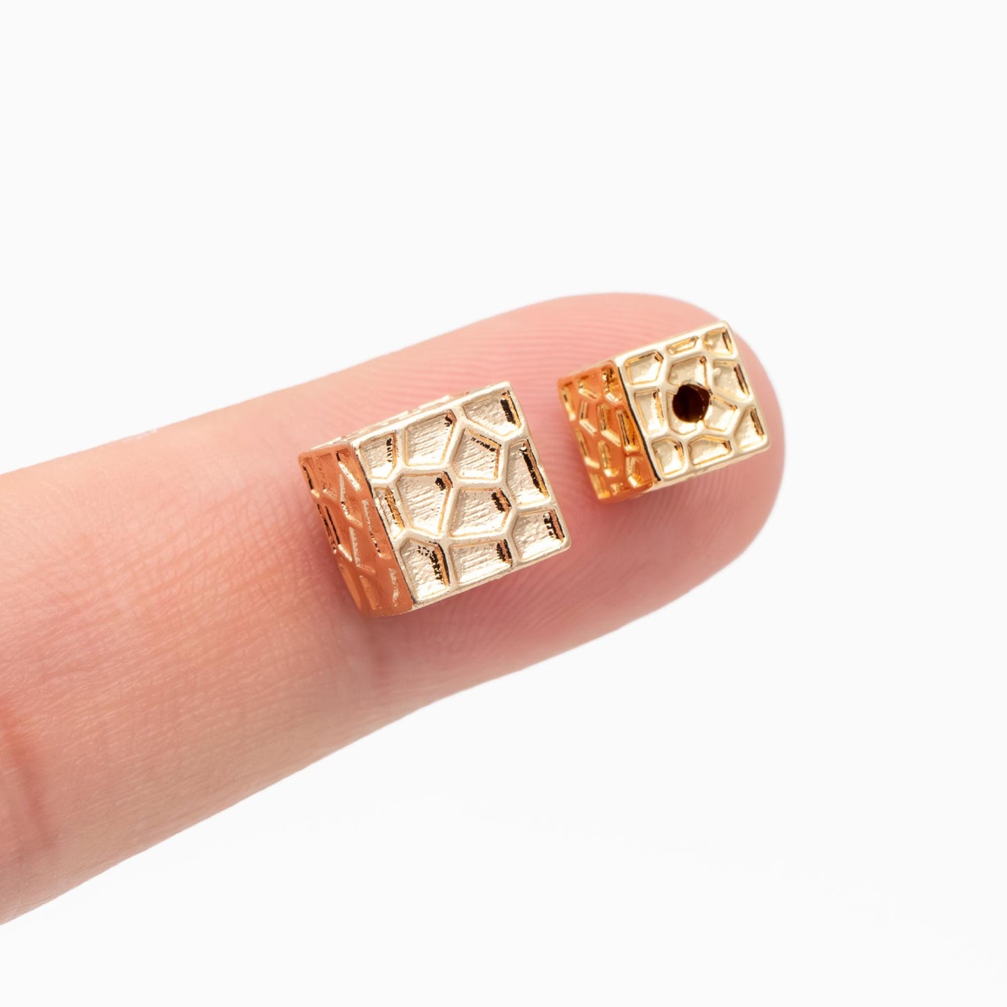 10pcs Gold Cube Spacers 8mm, 18K Gold plated Brass Square Beads, Jewelry Making, Diy Material, Jewelry Supplies (GB-2825)