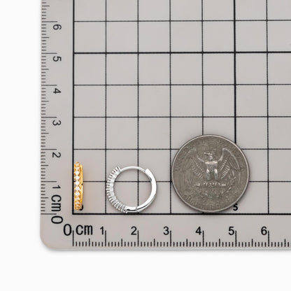 4pcs CZ Pave Gold/ Silver Ear Hoop, 18K Gold/ Rhodium plated Brass Huggie Earrings 16mm (GB-4728)