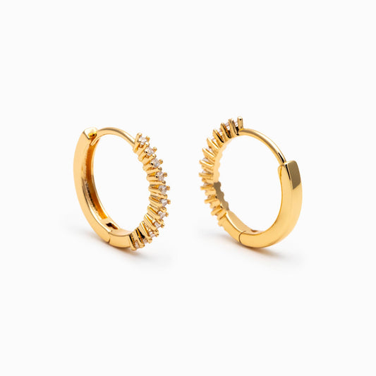 4pcs CZ Pave Gold/ Silver Ear Hoop, 18K Gold/ Rhodium plated Brass Huggie Earrings 16mm (GB-4728)