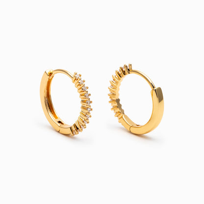 4pcs CZ Pave Gold/ Silver Ear Hoop, 18K Gold/ Rhodium plated Brass Huggie Earrings 16mm (GB-4728)