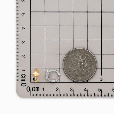 4pcs CZ Pave North Star Hoop Earrings, 18K Gold/ Rhodium plated Huggie Earrings 10mm (GB-4729)