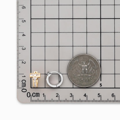 4pcs CZ Pave Hoop Earrings, Gold/ Silver tone Rectangle Huggie Earrings (GB-4730)