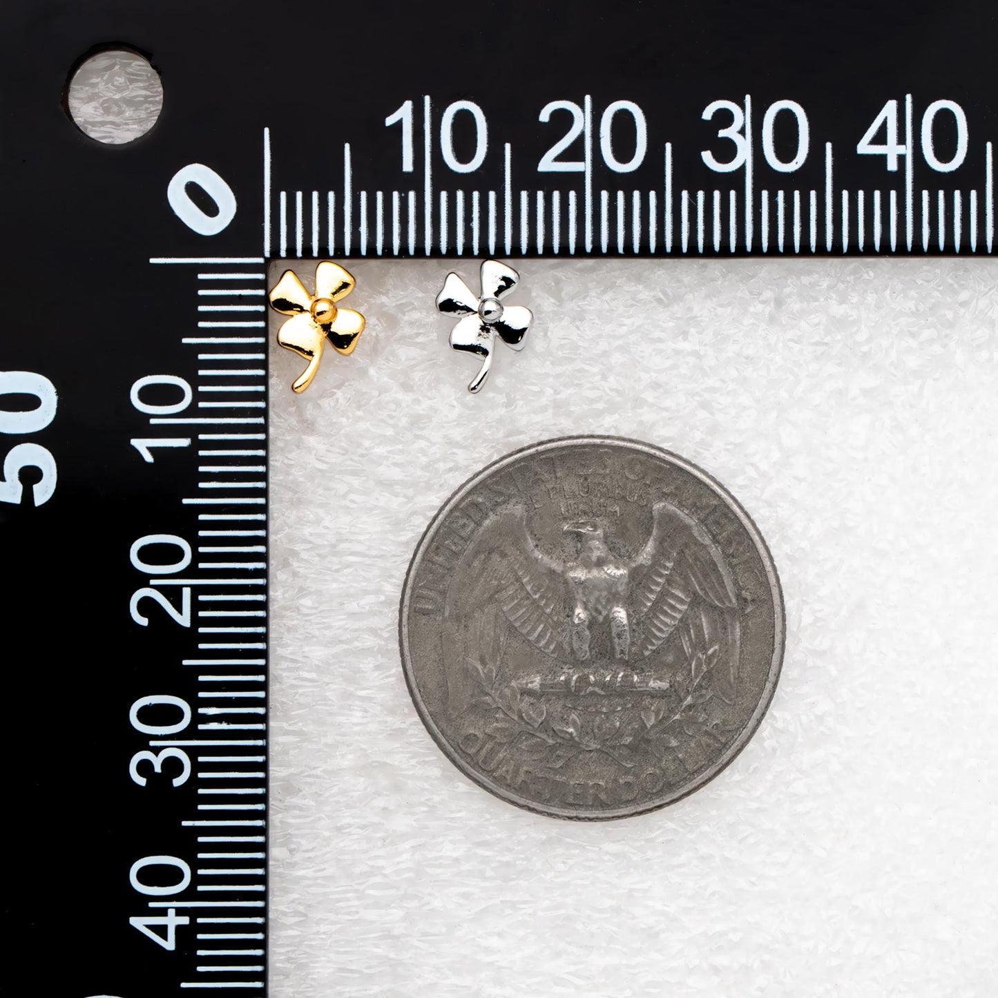 10pcs Gold/ Silver Tone Clover Earrings, Dainty Flower Stud Earrings (GB-4731)