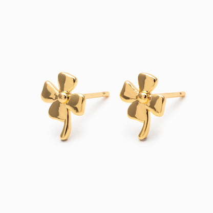 10pcs Gold/ Silver Tone Clover Earrings, Dainty Flower Stud Earrings (GB-4731)