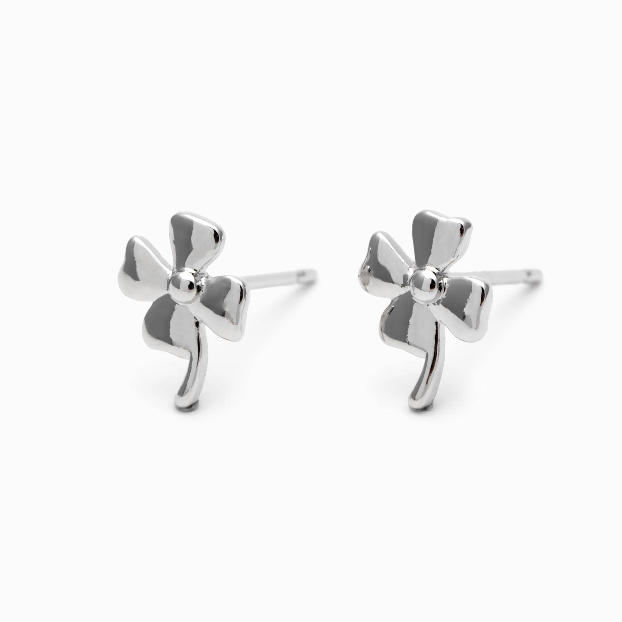 10pcs Gold/ Silver Tone Clover Earrings, Dainty Flower Stud Earrings (GB-4731)