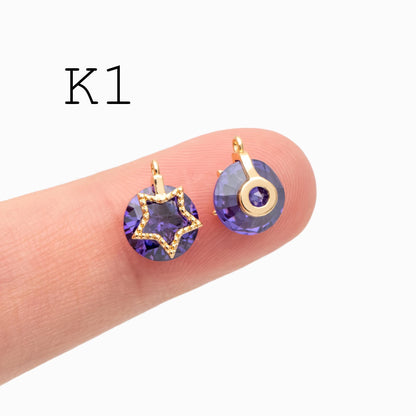 10pcs Gold/ Silver Tone Zircon Star Charms , Real Gold/ Rhodium plated Brass, Lead Nickel Free (GB-162)