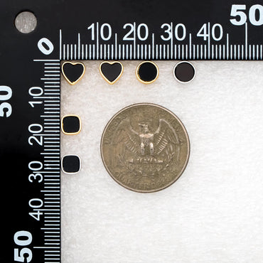 10pcs Black Acetate Gold/ Silver Geometric Earrings, Square/ Round/ Heart Stud Earrings (GB-4744)