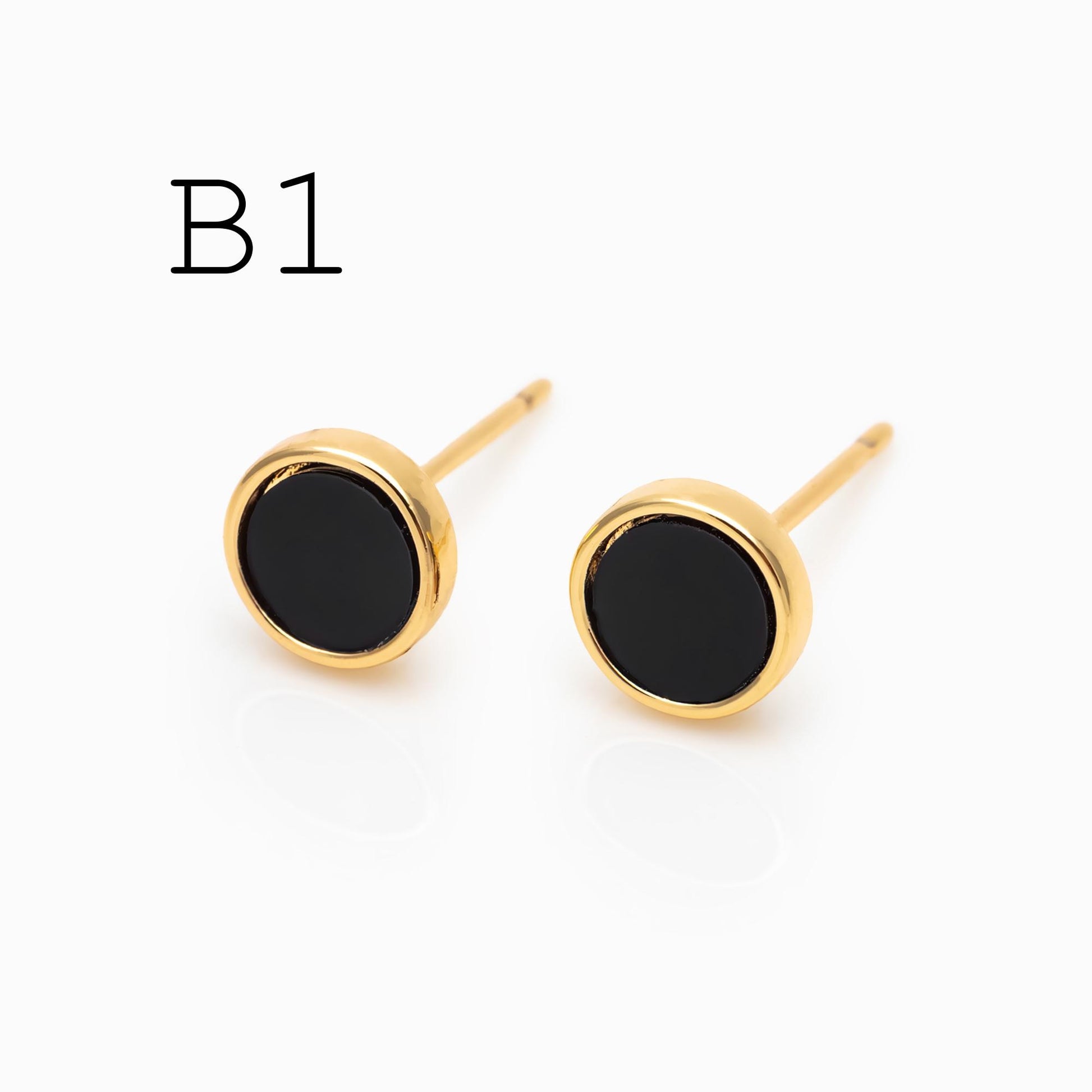 10pcs Black Acetate Gold/ Silver Geometric Earrings, Square/ Round/ Heart Stud Earrings (GB-4744)