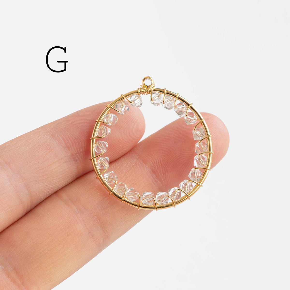 10pcs Gold Geometric Beaded Charms, Wired Crystal Glass Beads Geometric Pendants, Dangle Earring Components (GB-552)