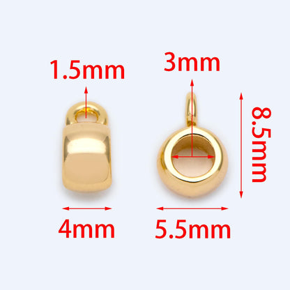 10pcs Gold Bail Beads, Bail Charm Holder Spacer with Loop, Tube Bails, Cord Bails, Slider Bails, Spacer Ring (GB-1327)