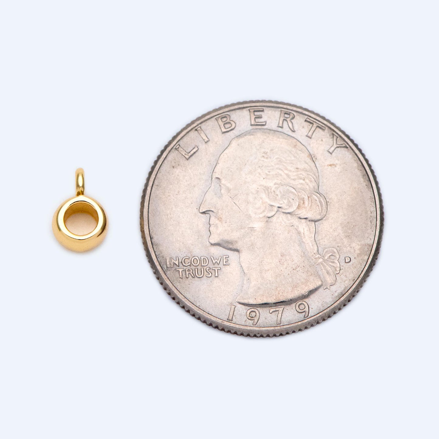 10pcs Gold Bail Beads, Bail Charm Holder Spacer with Loop, Tube Bails, Cord Bails, Slider Bails, Spacer Ring (GB-1327)