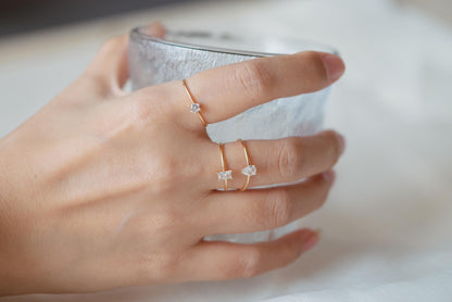 4pcs CZ Pave Gold/ Silver Minimalist Ring, Dainty Ring, Thin Ring, Weeding Ring (#GB-4169)