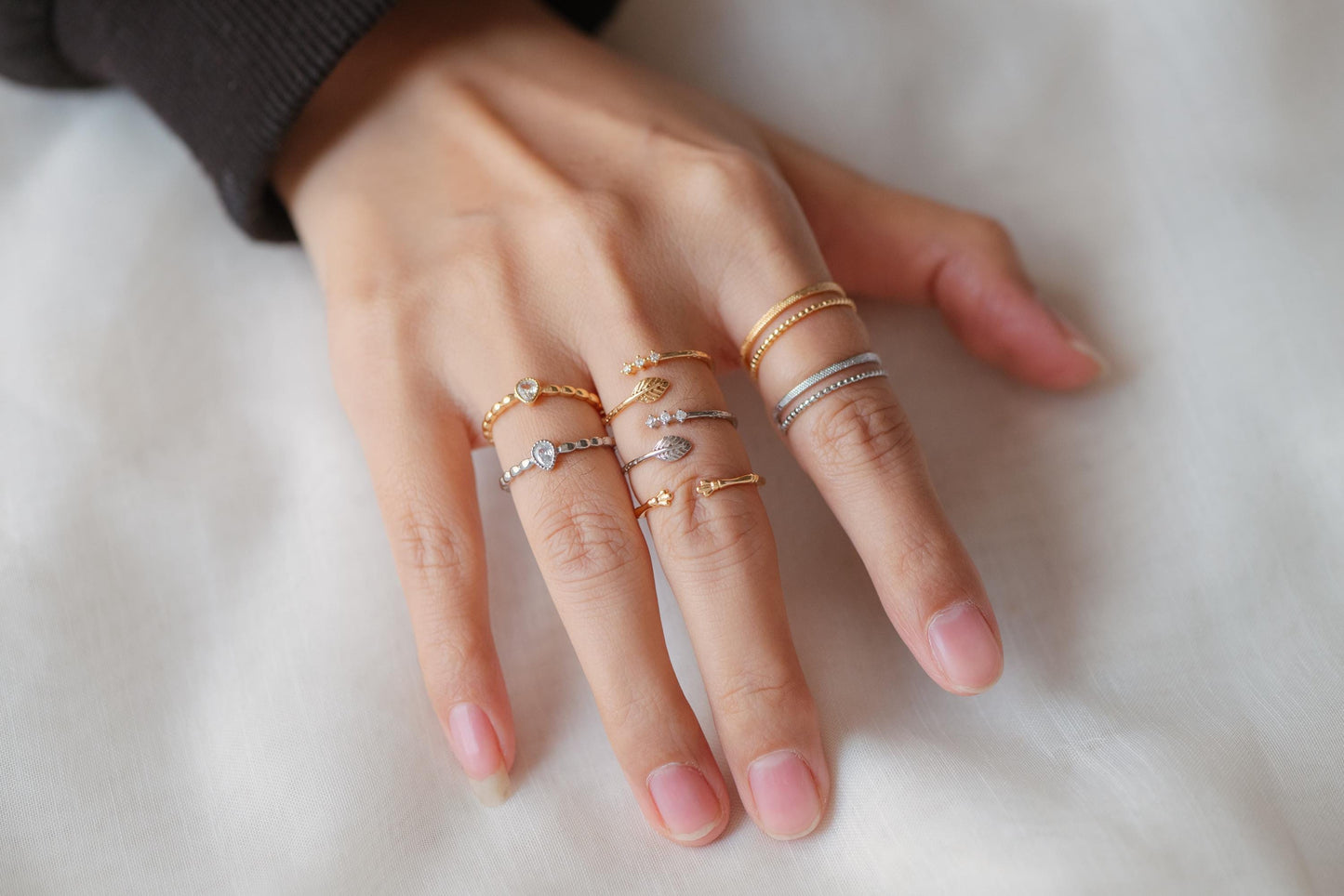 4pcs Gold Bamboo Ring, Finger Ring, Everyday Ring, Modern Style Ring, Fashion Rings, Dainty Rings (#GB-4051)