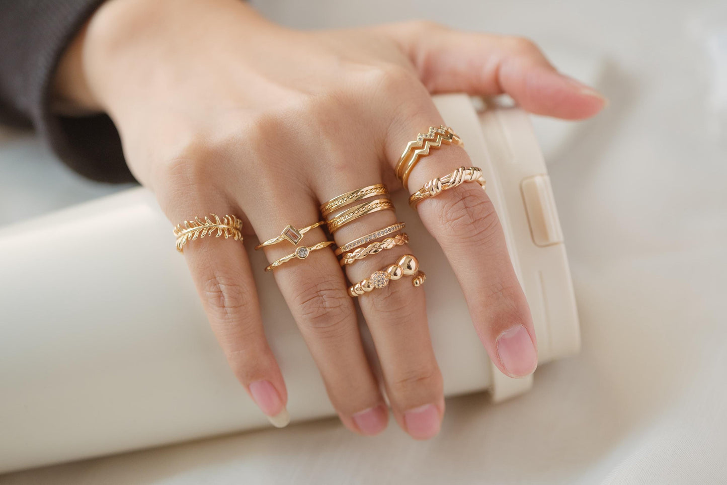 4pcs Gold Feather Finger Ring, Everyday Ring, Modern Style Ring, Fashion Rings, Dainty Rings (#GB-3925)