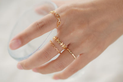 4pcs Gold CZ Pave Knuckle ring, Chain rings, Midi rings, Mid finger ring (#GB-2115)