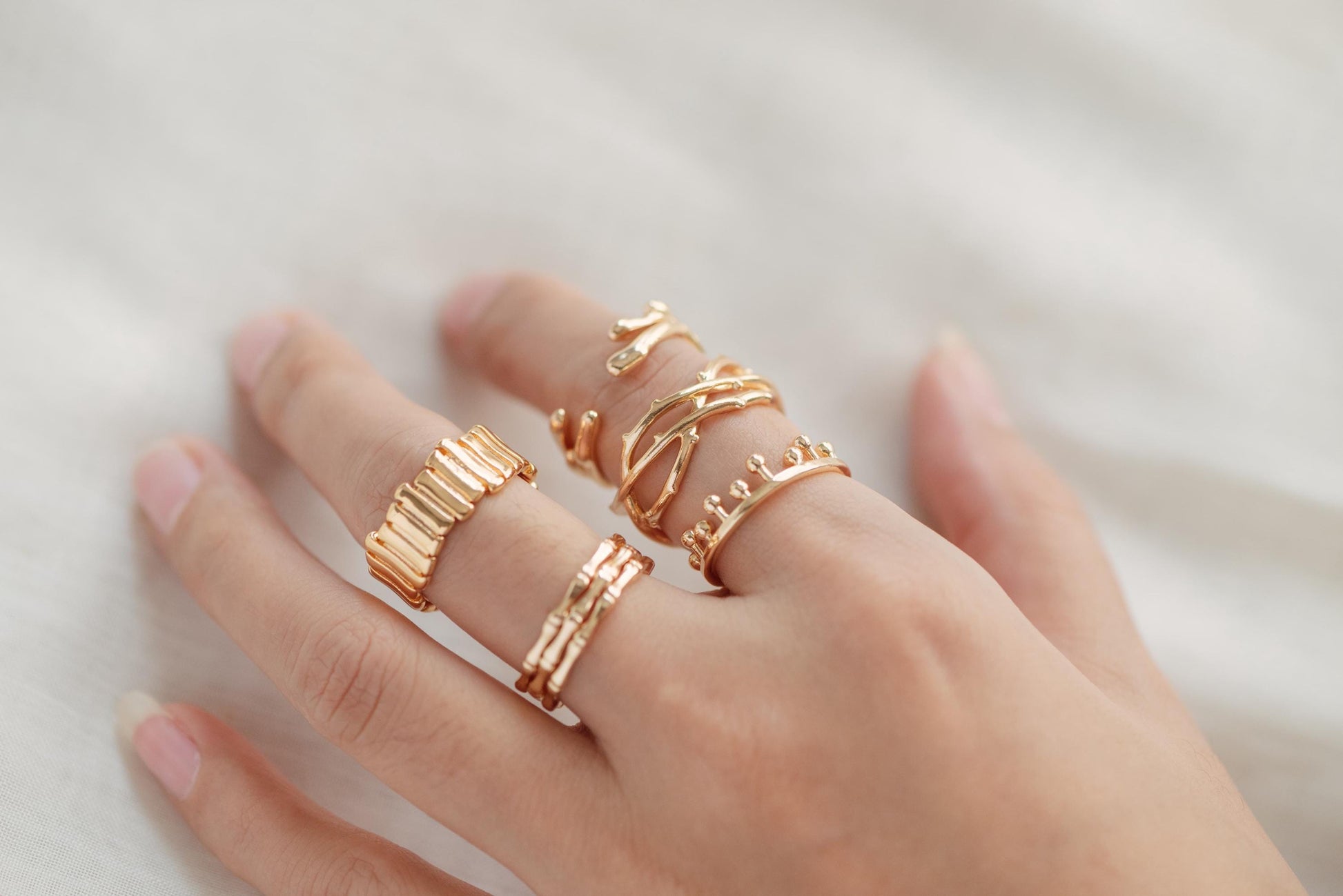 4pcs Gold Triple Band Ring, Everyday Ring, Modern Style Ring, Fashion Rings, Minimalist Ring (#GB-3629)