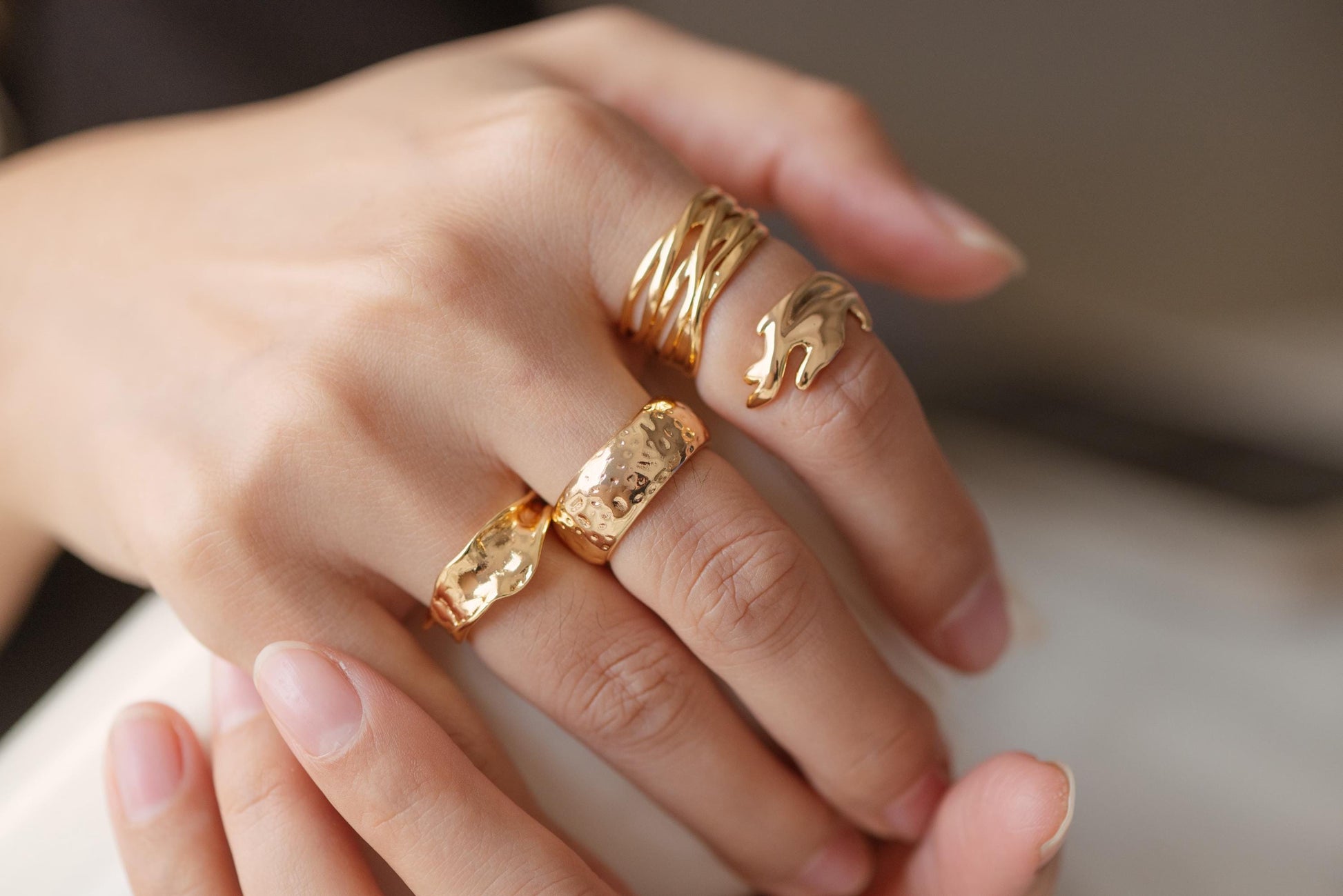 4pcs Gold Finger Ring, Everyday Ring, Modern Style Ring, Fashion Rings, minimalist ring (#GB-2670)