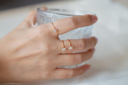 4pcs CZ Pave Gold/ Silver Minimalist Ring, Dainty Ring, Thin Ring, Weeding Ring (#JZ-014)