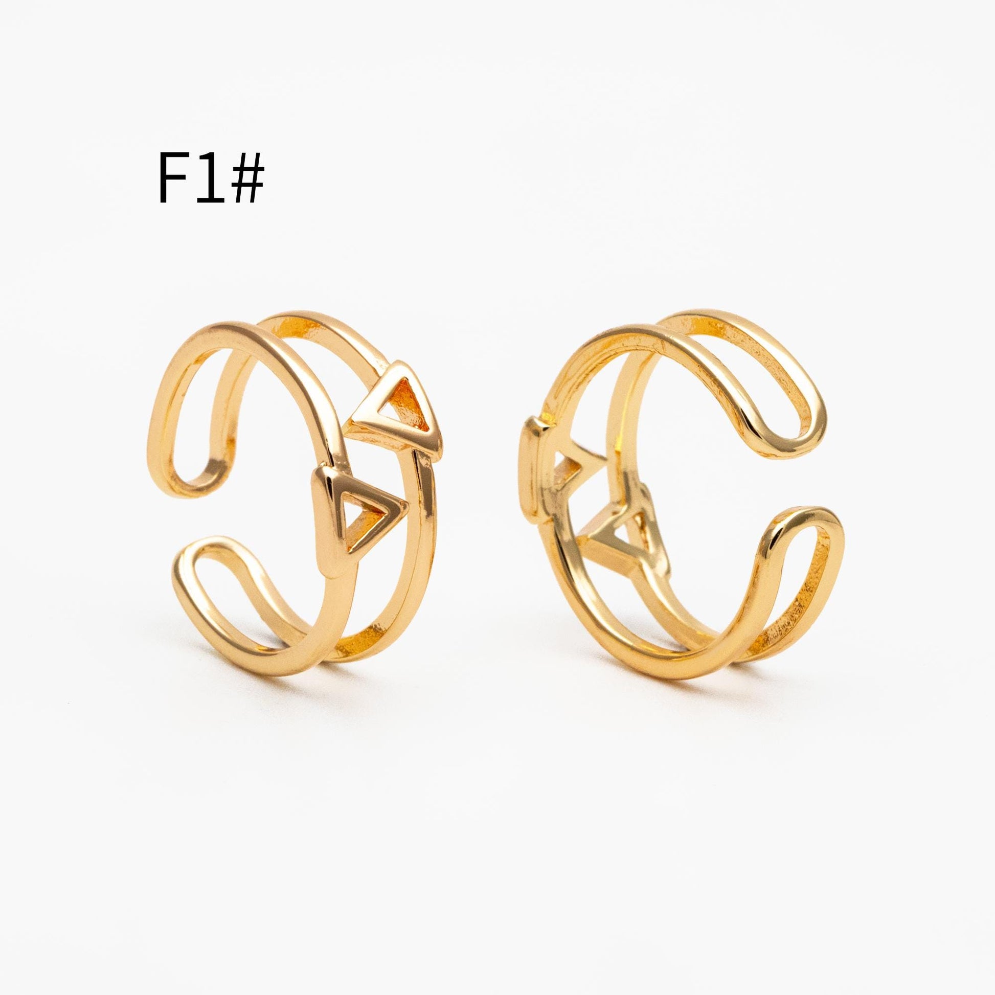 4pcs Gold/ Silver Double Band Triangle Ring, Everyday Ring, Fashion Rings, Dainty Rings, Adjustable Ring (#GB-4167)