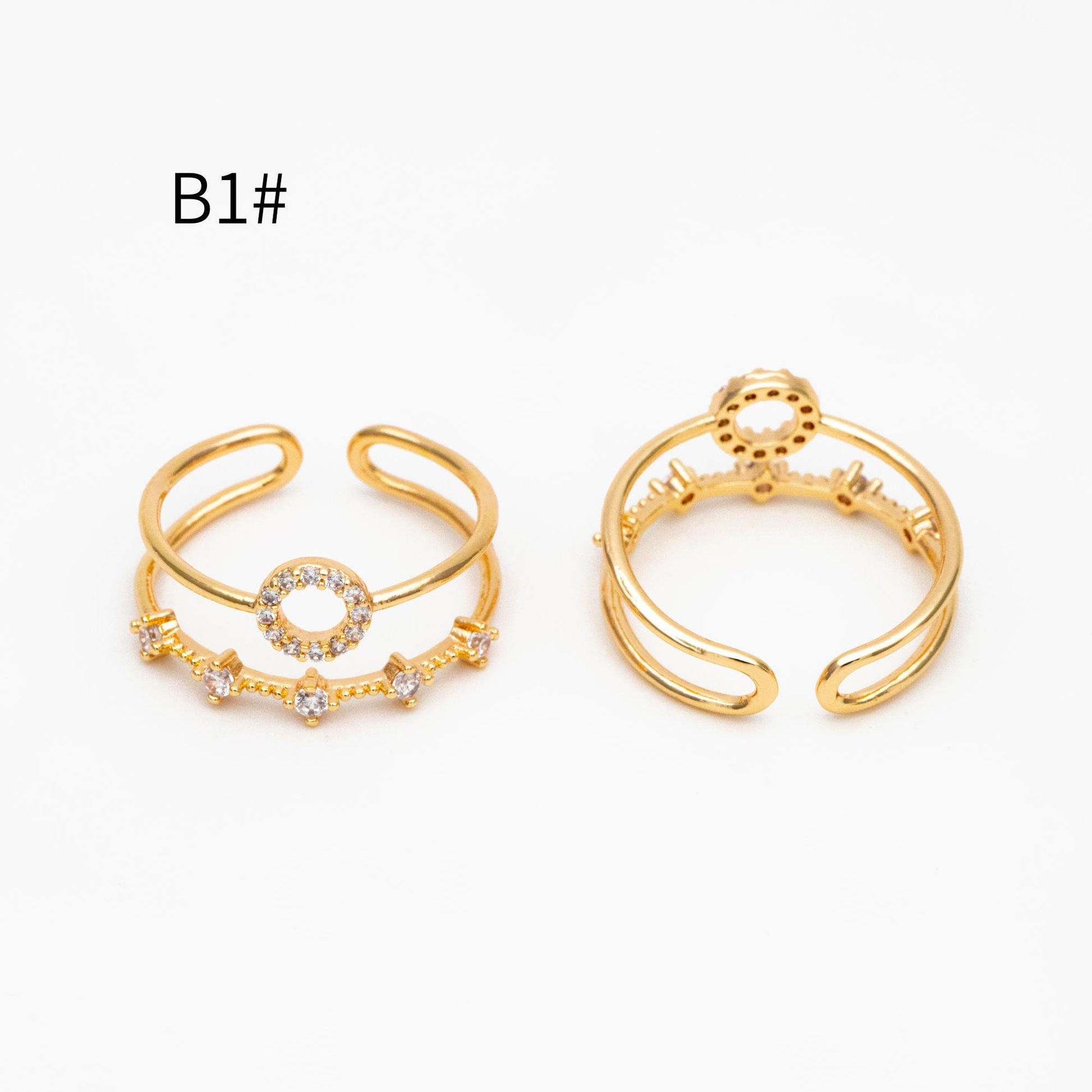 4pcs CZ Pave Gold/ Silver V Ring, Dainty Ring, Thin Ring, Everyday Ring (#GB-4216)
